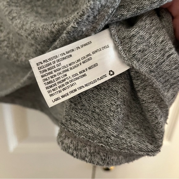 Gray Women's Top with Embroidered Sleeves - Picture 5 of 5